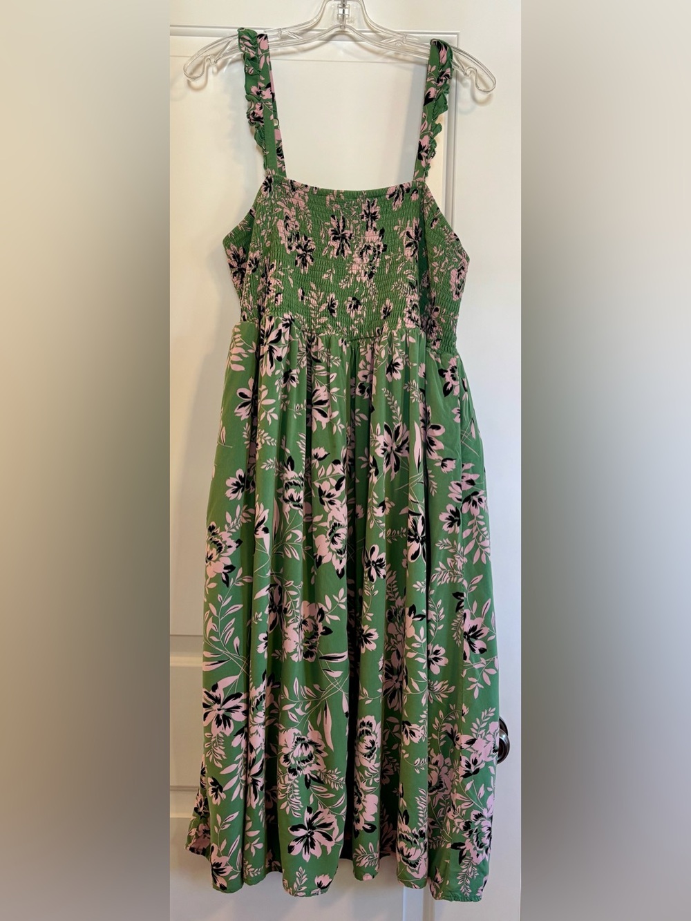torrid Green Floral Smocked Sundress with Pink Details - Picture 1 of 11
